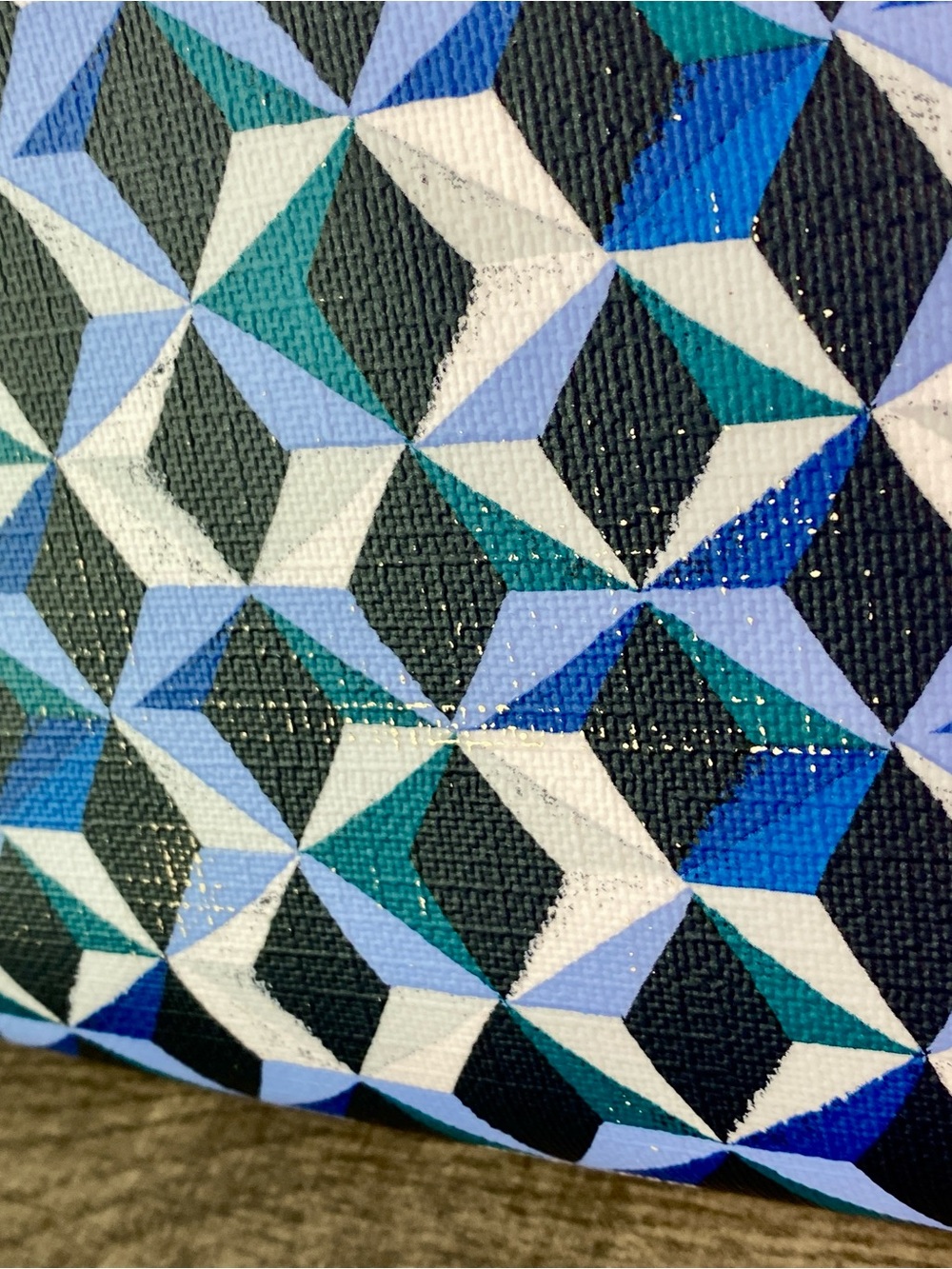Fossil Geometric Pattern Tote Bag in Blue and White Large Shopper MUST SELL - Picture 5 of 10